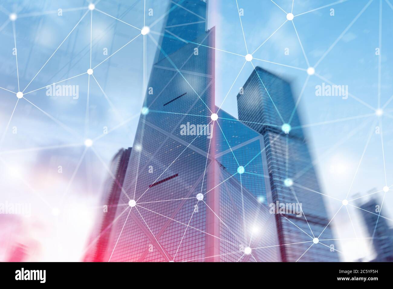 Cyber Network. Smart City Concept. Abstract Line Connection. Stock Photo