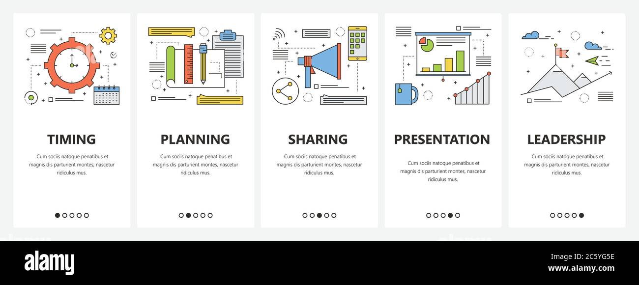 Vector thin line flat design business meeting concept vertical banners ...
