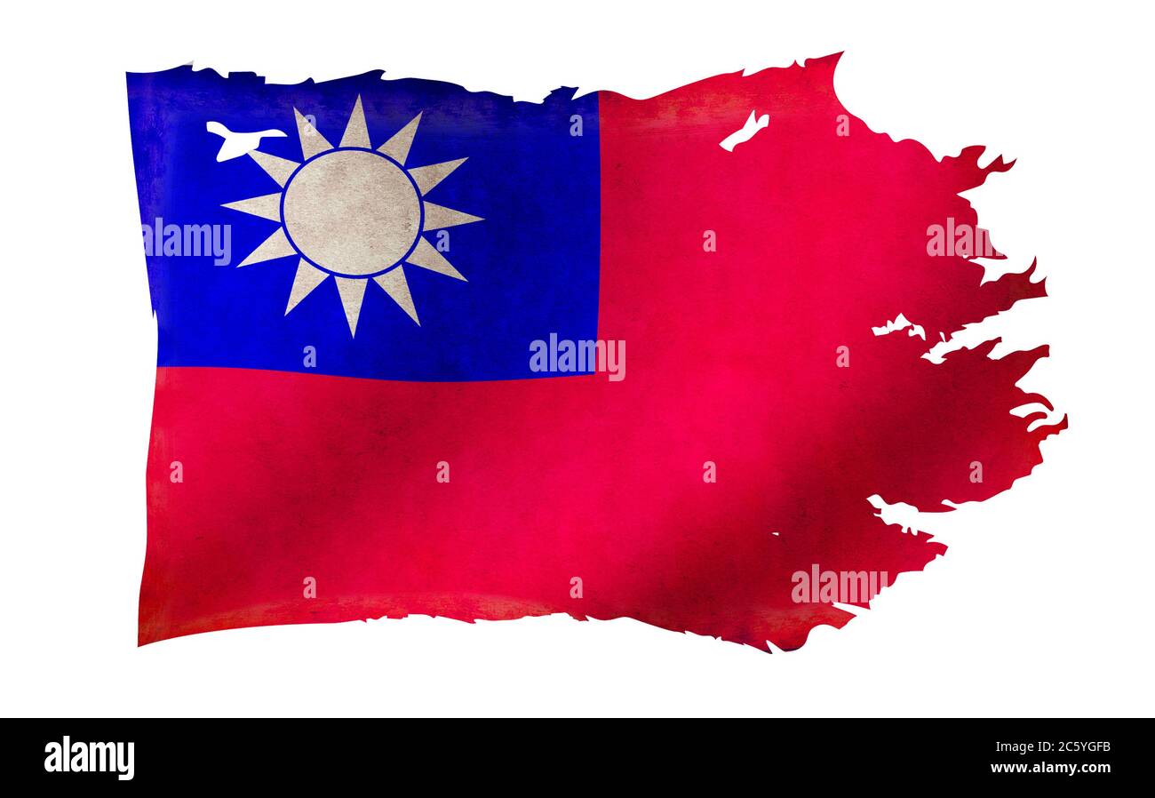 Dirty and torn country flag illustration / Taiwan Stock Photo