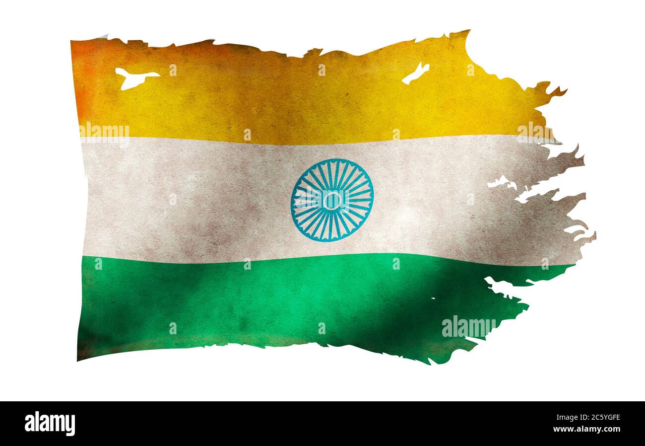 Dirty and torn country flag illustration / India Stock Photo