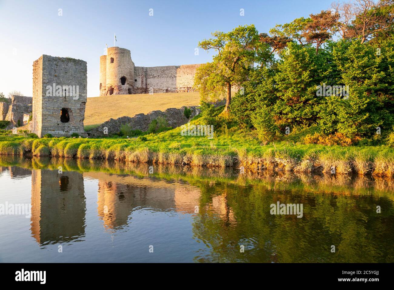 Rhuddlan castle on the banks of the River Clwyd, North Wales Stock Photo