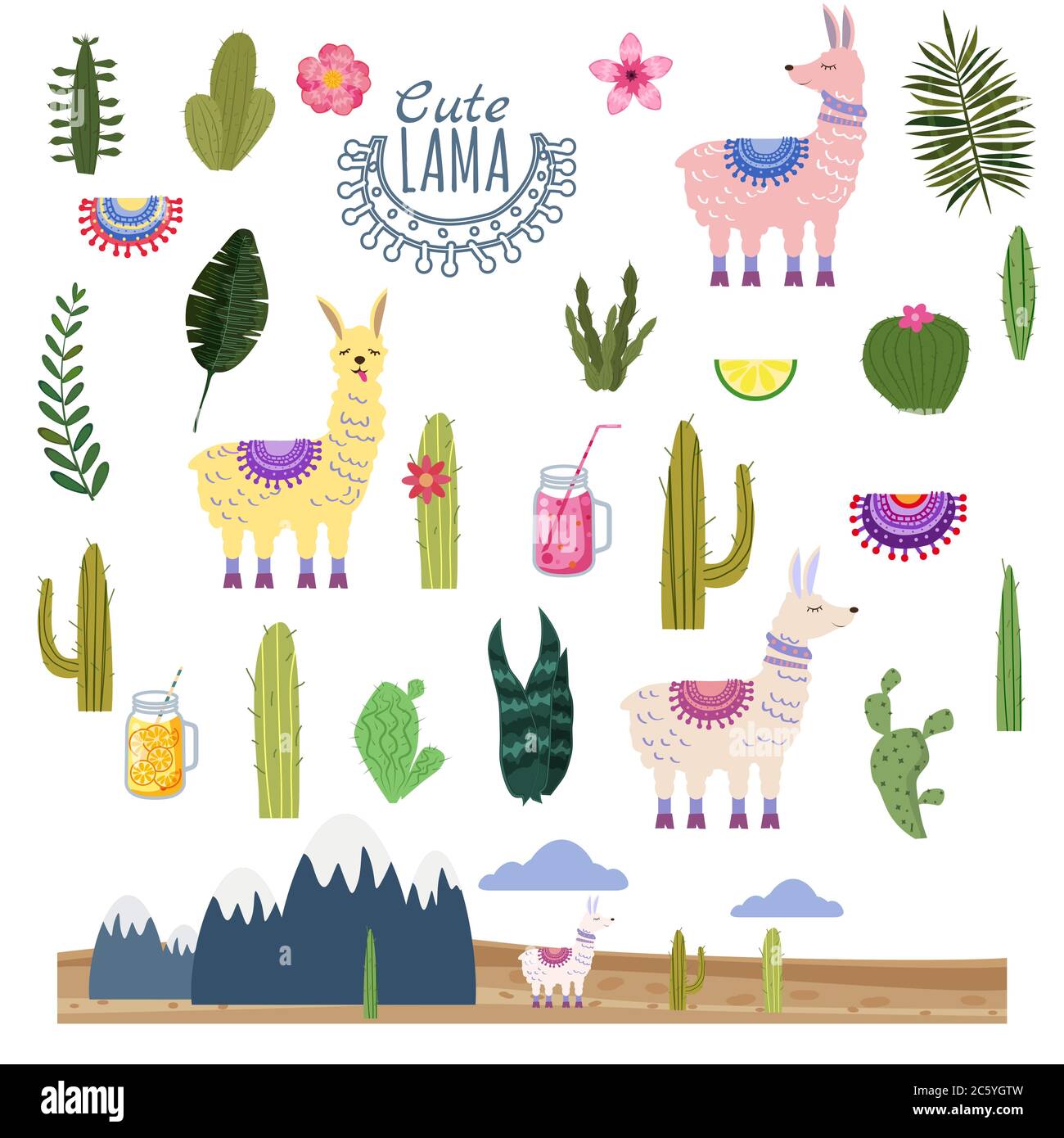 Girl and alpaca Stock Vector Images - Alamy
