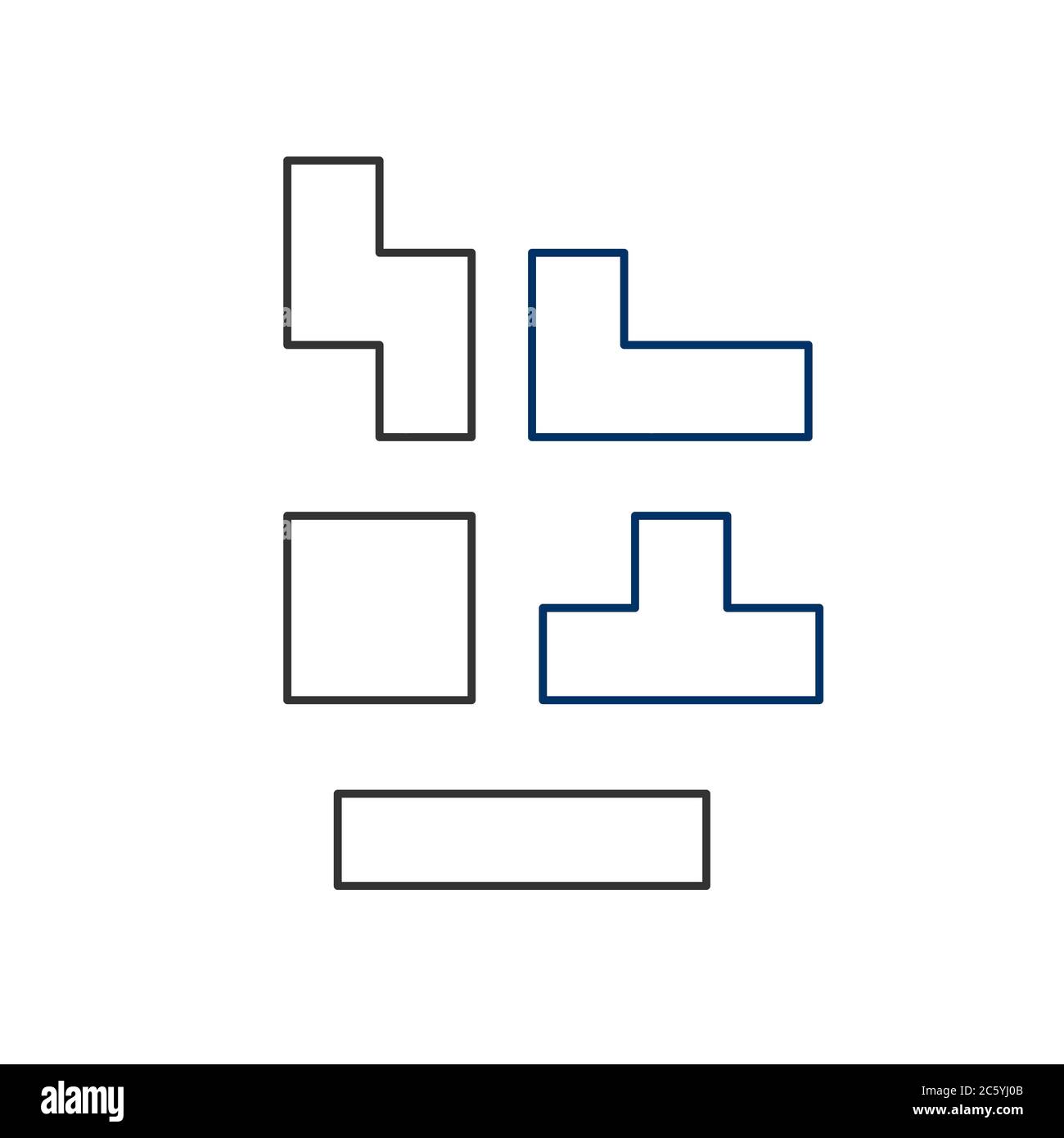 Outline tetris bricks or shapes. Stock vector illustration isolated on white background. Stock Vector