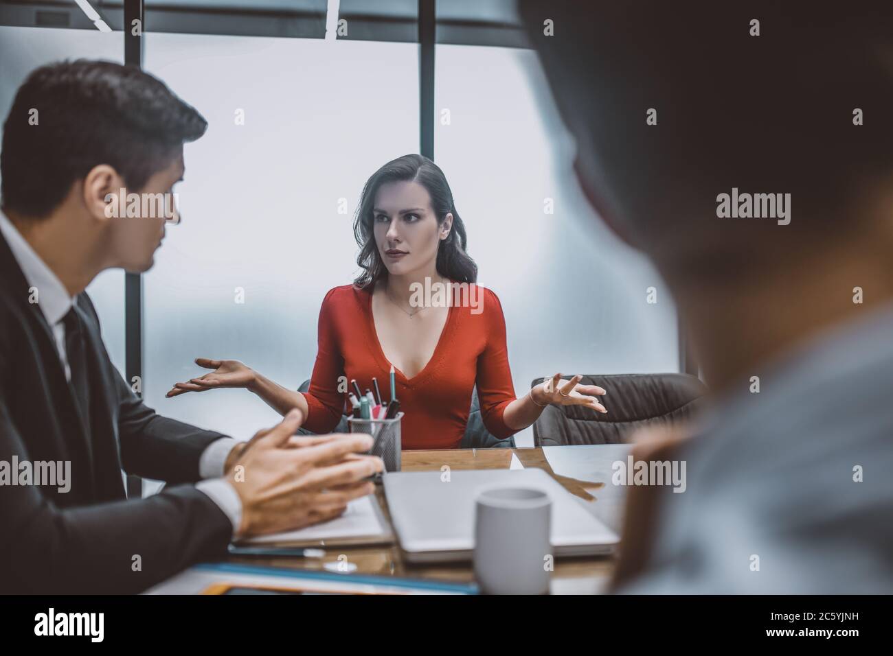Woman explaining divorce reasons to a lawyer Stock Photo Alamy