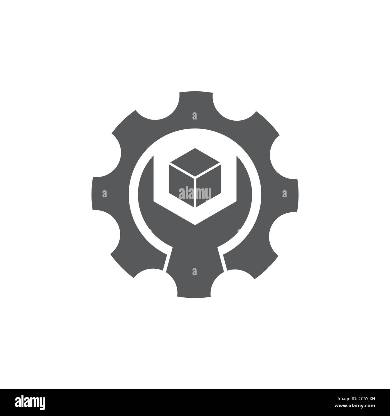 cog machine adjustable wrench with box logo vector Stock Vector
