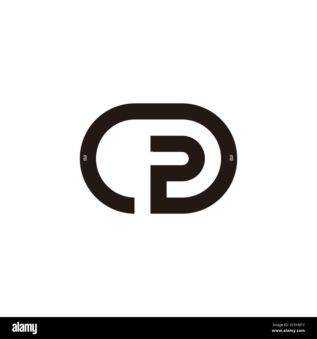 abstract letter cp circle geometric oval line logo vector Stock Vector