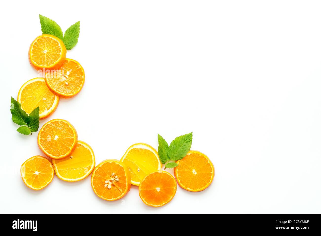 Sliced citrus on white background top view Stock Photo