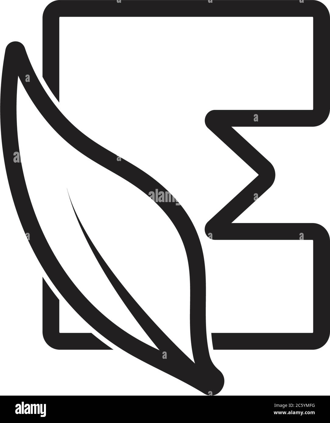 letter e linear leaf geometric logo vector Stock Vector