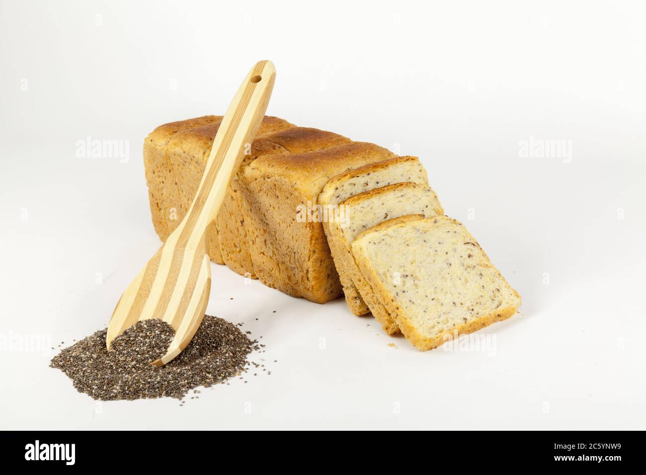 bread with chia seeds isolated on white Stock Photo