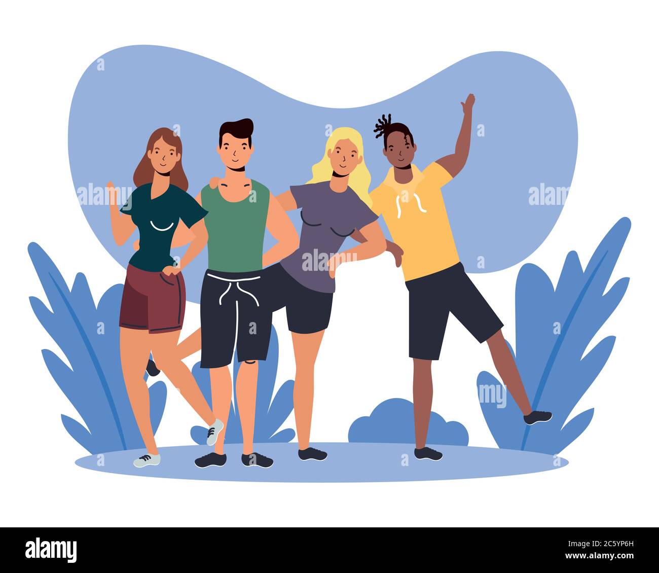 women and men friends design of friendship and love theme Vector ...