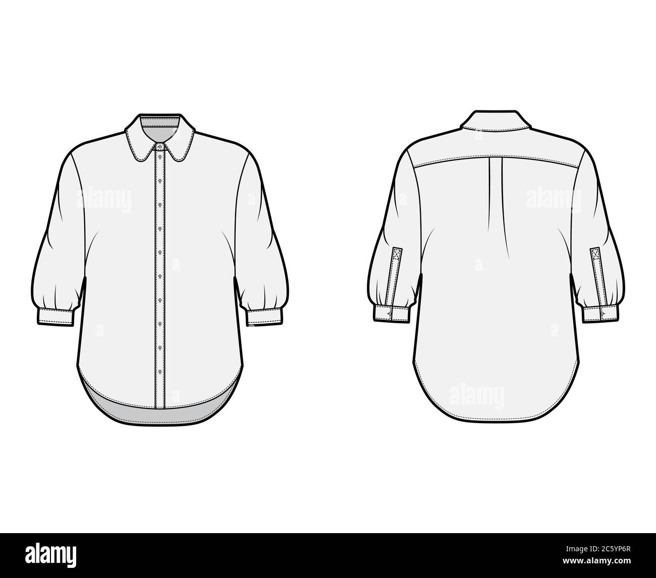 Button down shop shirt flat sketch