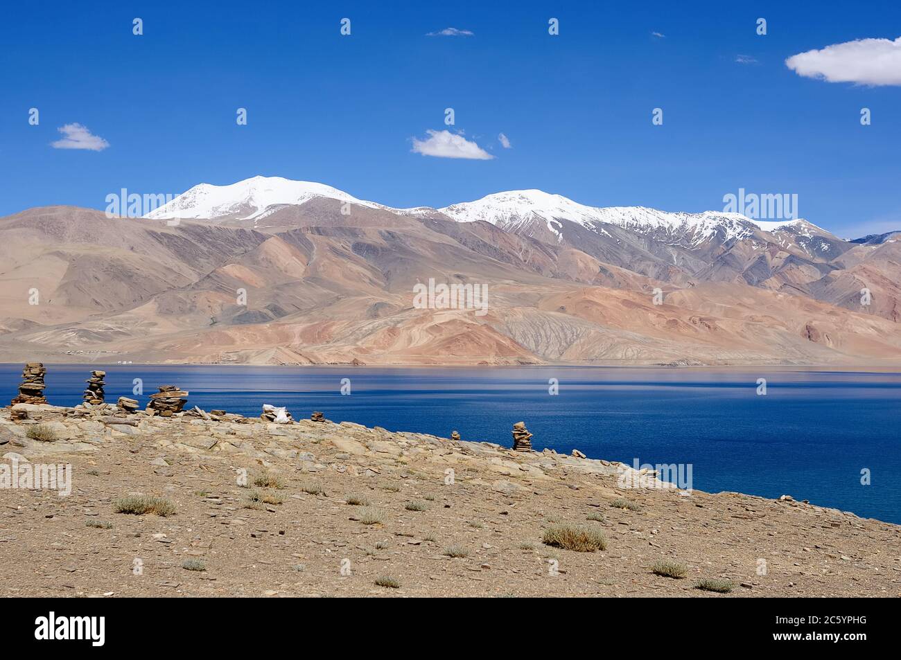 View on Tso Moriri lake, Leh District, India. Stock Photo