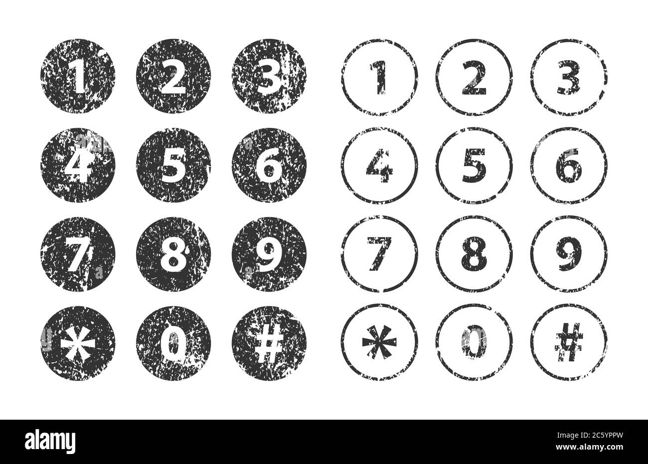 Phone numbers button icon set. Safe lock pin code number symbols ...