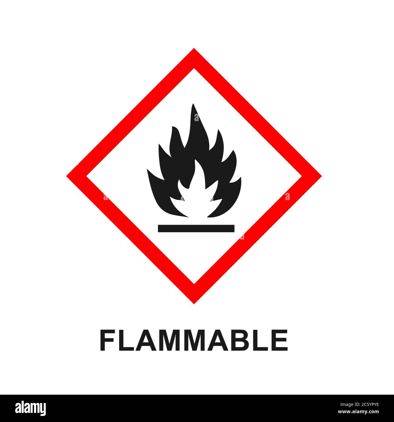 Flammable packaging icon. Flame fire logo symbol. Warning danger sign. Vector illustration image. Isolated on white background. Stock Vector