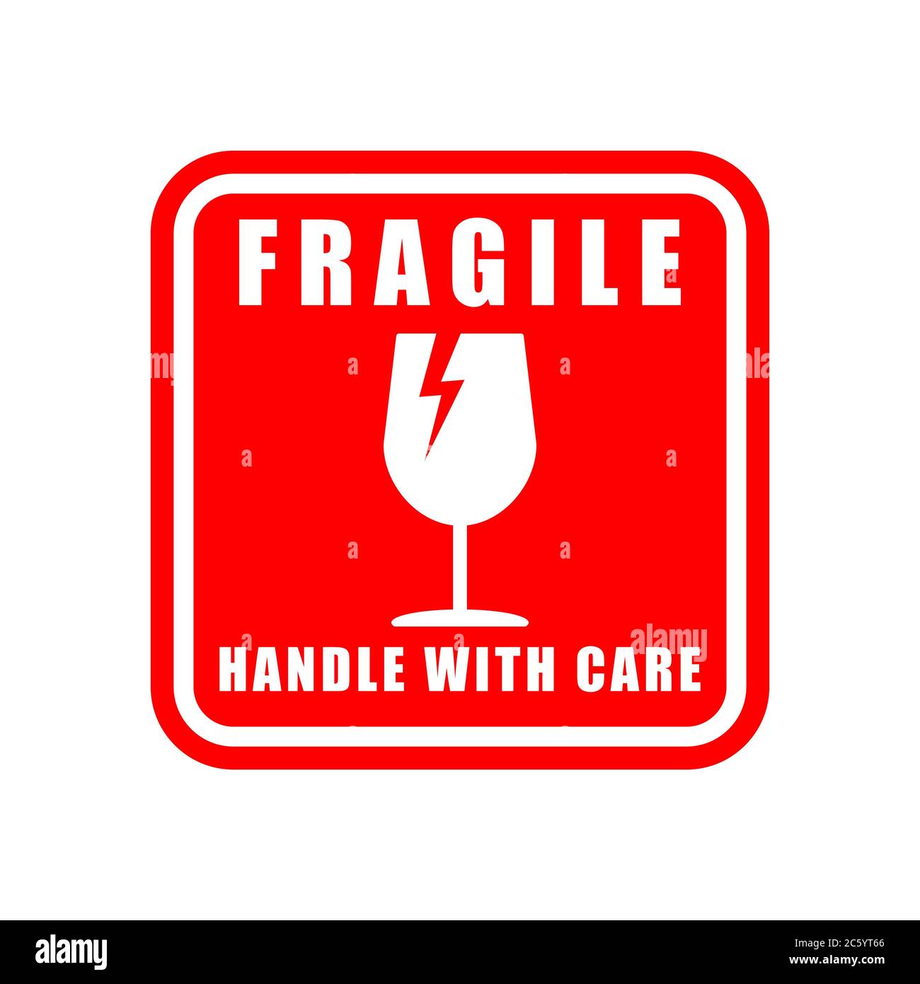 Fragile sticker icon symbol. Handle with care logo sign. Keep dry, This way up. Vector illustration image. Isolated on white background. Stock Vector