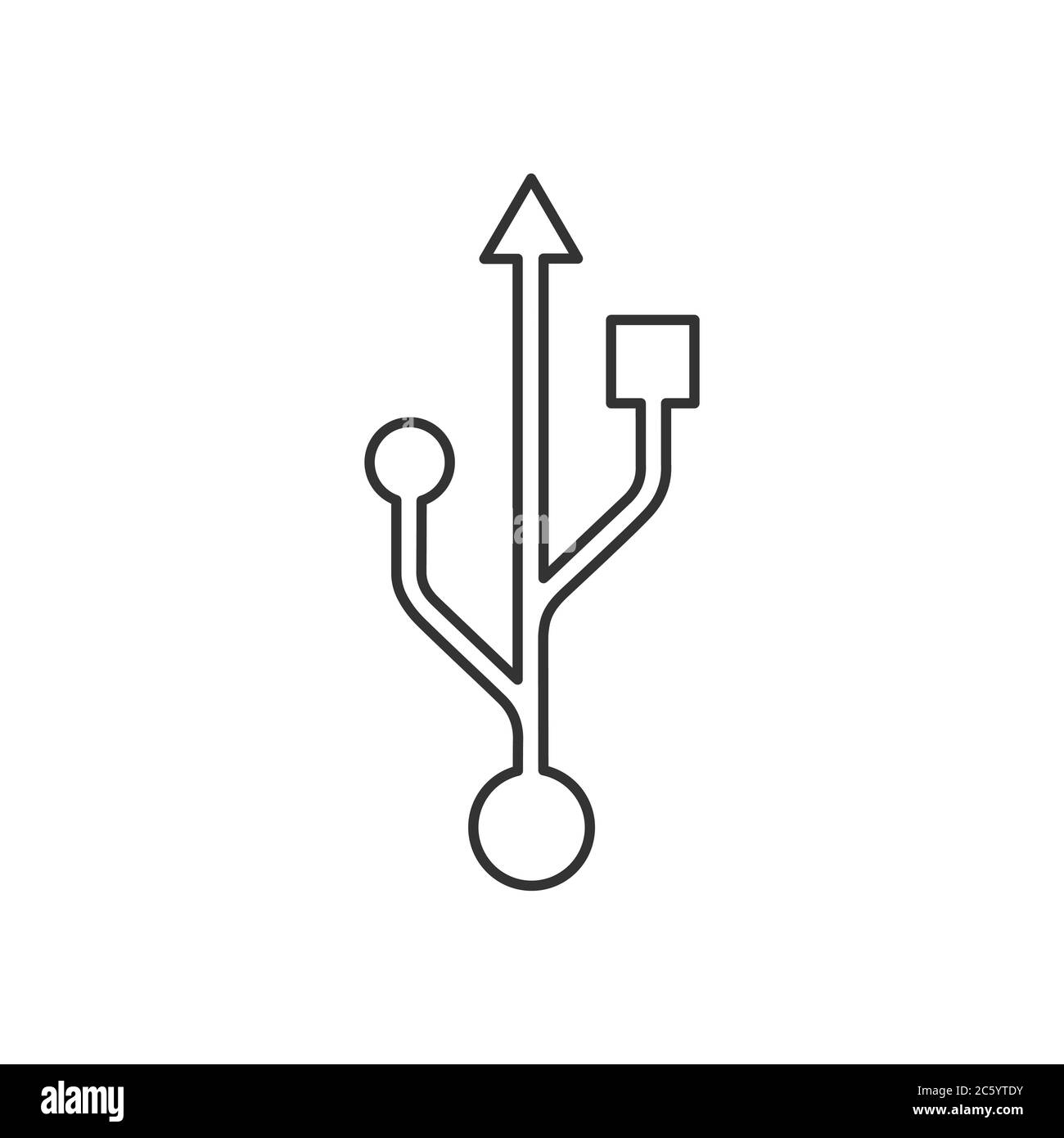USB flash drive cable icon symbol button. Connector memory logo sign