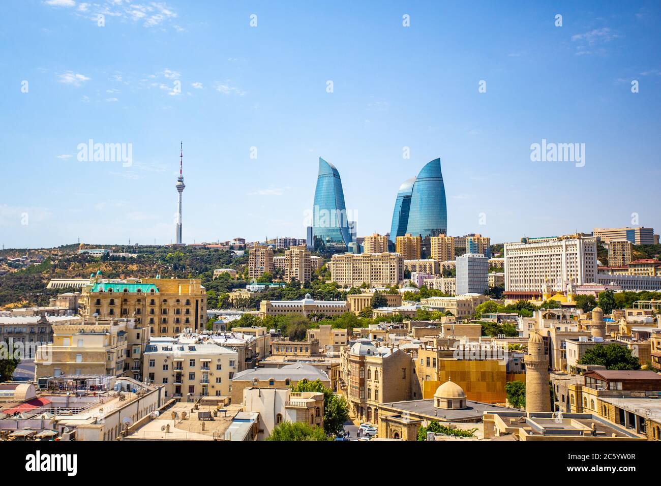 The cityscape of Baku, the capital city of Azerbaijan. Stock Photo