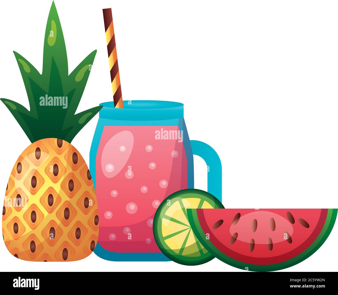 pineapple watermelon lemon and juice design, Fruit healthy organic food
