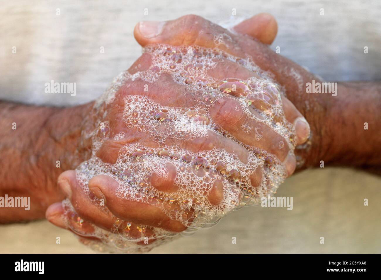 Cleaning hands. Stock Photo