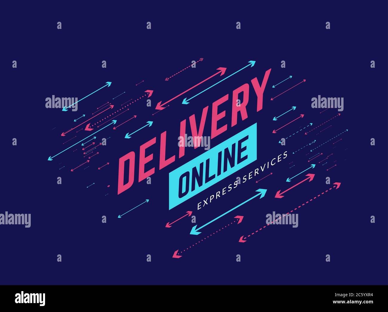 Delivery online design background with arrows. Vector illustration on blue. Stock Photo