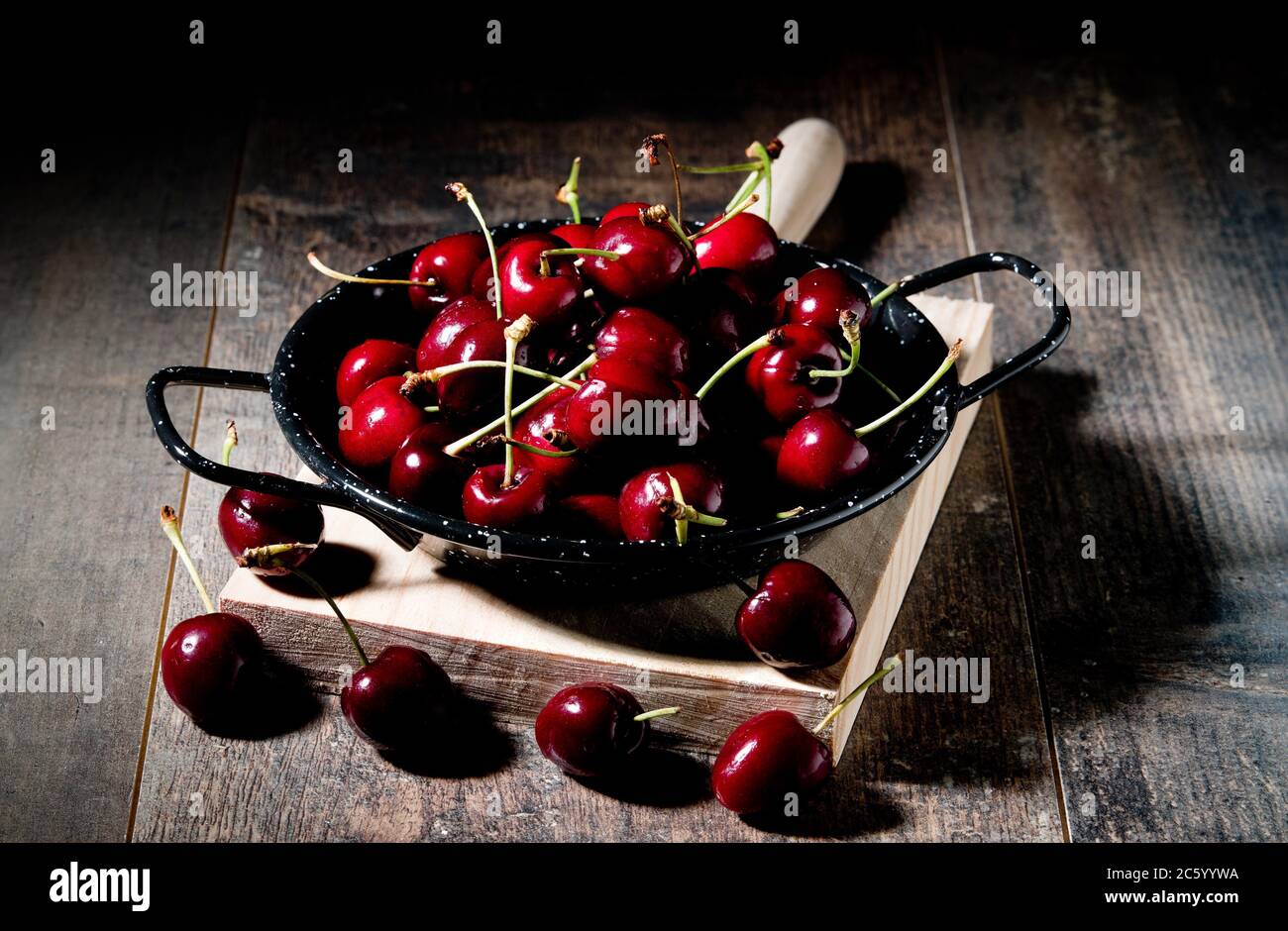 The tree is known as cherry or sour cherry. Although all the cherry trees are of the genus Prunus, to this belong species that are not, such as plum, Stock Photo