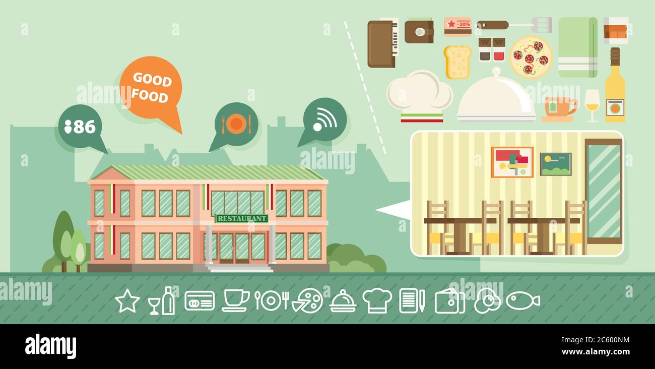 Flat illustration of restaurant vector Stock Vector Image & Art - Alamy