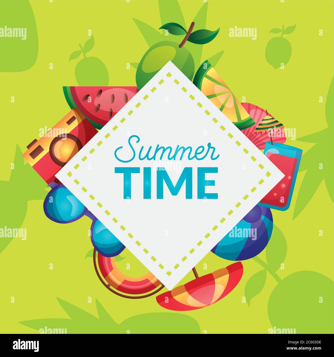 icon set around frame design, Summer vacation and tropical theme Vector ...