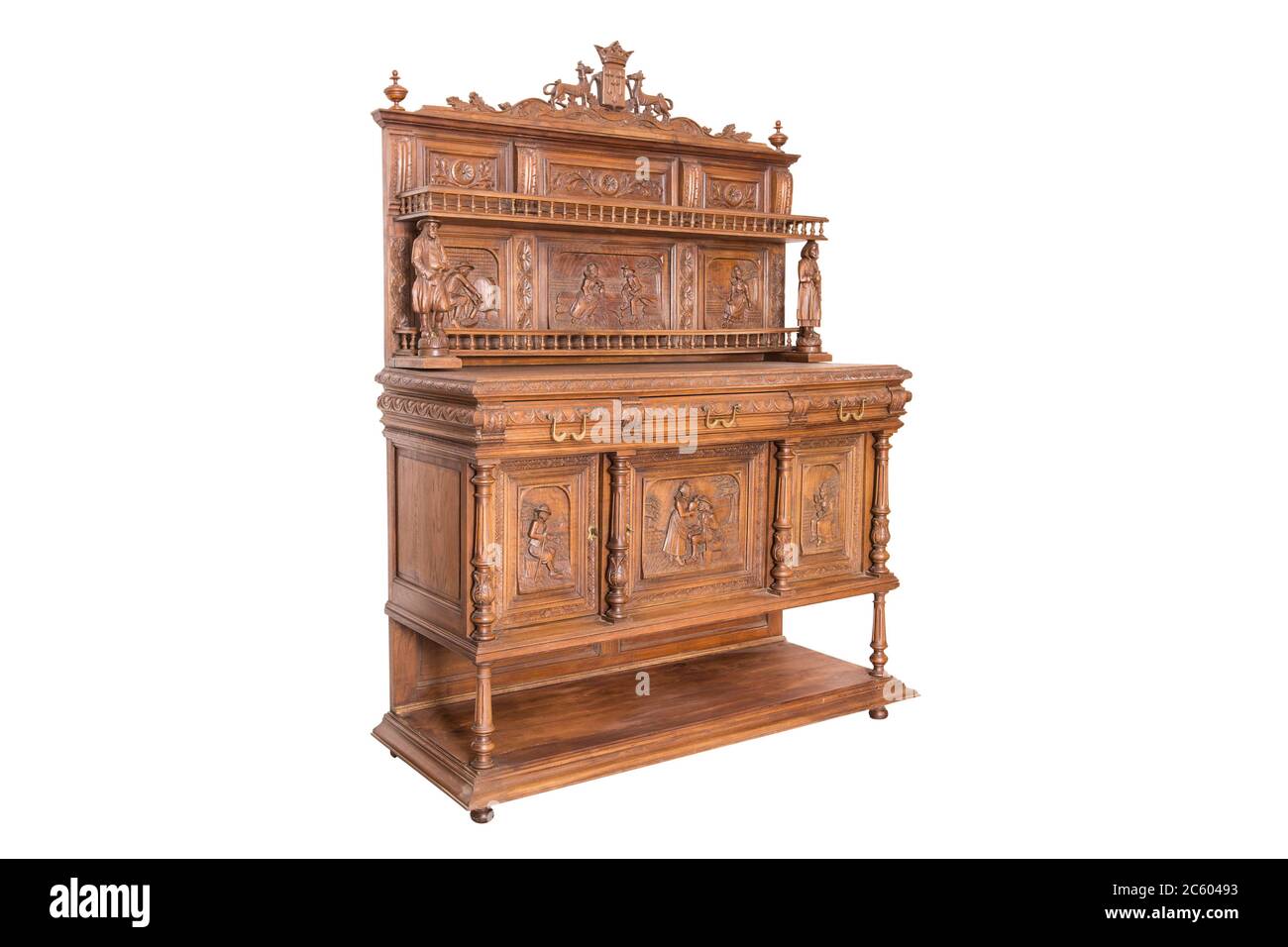 Antique kitchen cupboard of the end of 19th century on the white