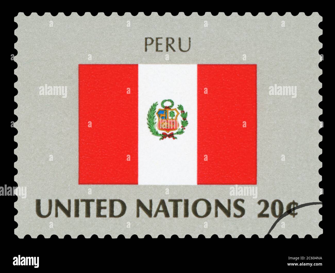 PERU - Postage Stamp of Peru national flag, Series of United Nations, circa 1984. Stock Photo