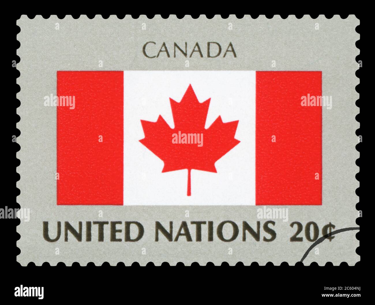 CANADA - Postage Stamp of Canada national flag, Series of United Nations, circa 1984. Stock Photo