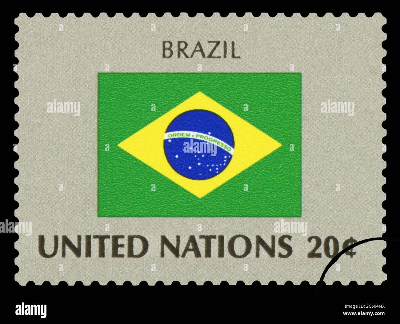 BRAZIL - Postage Stamp of Brazil national flag, Series of United Nations, circa 1984. Stock Photo