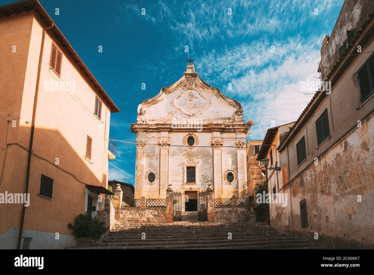 Terracina, Italy. Church Of Purgatory In Baroque Style Built On Site Of Church Of St. Nicholas. Stock Photo