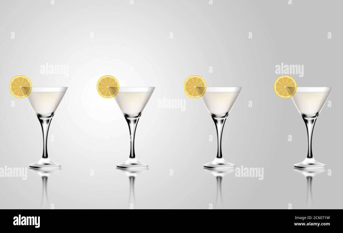 Martini cocktail glass with lemon. Realistic mixed alcoholic beverage Stock Photo Alamy