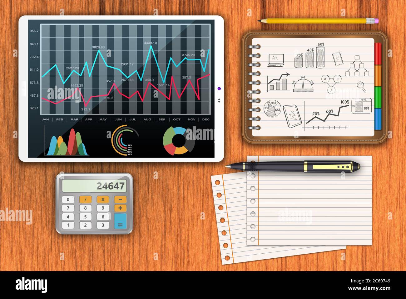 Analysis Of Financial Data Company Office Table Businessman Stock Photo Alamy