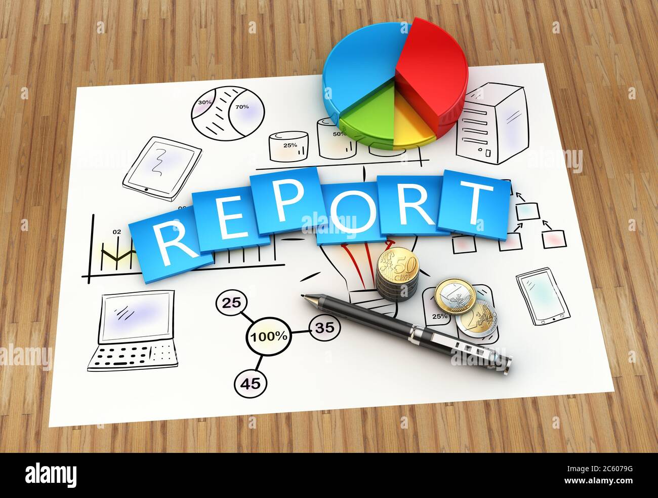 Showing business and financial report as concept. Stock Photo