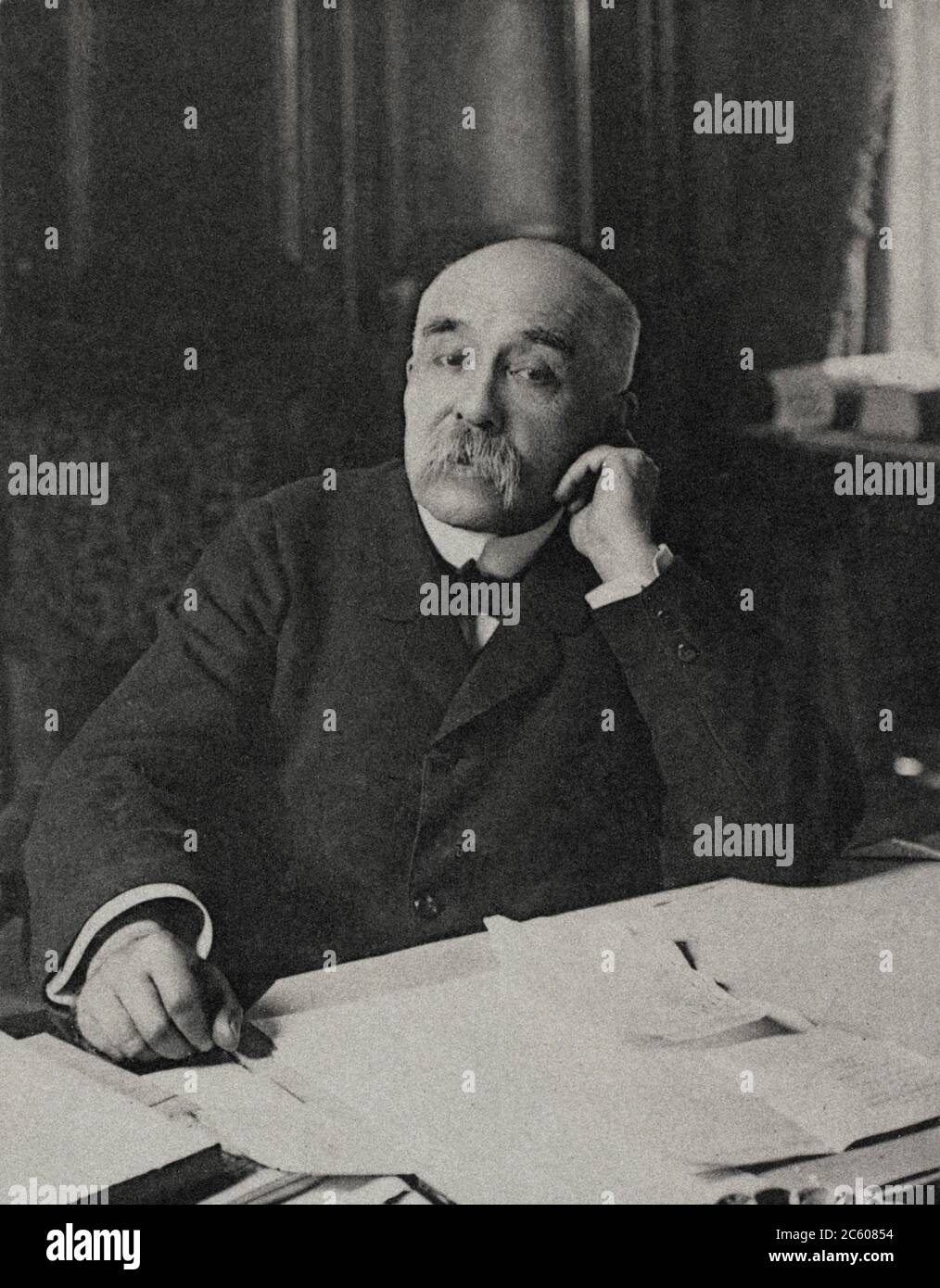 Retro photo of Georges Clemenceau (1841 – 1929), a French statesman who served as Prime Minister of France from 1906 to 1909 and again from 1917 until Stock Photo