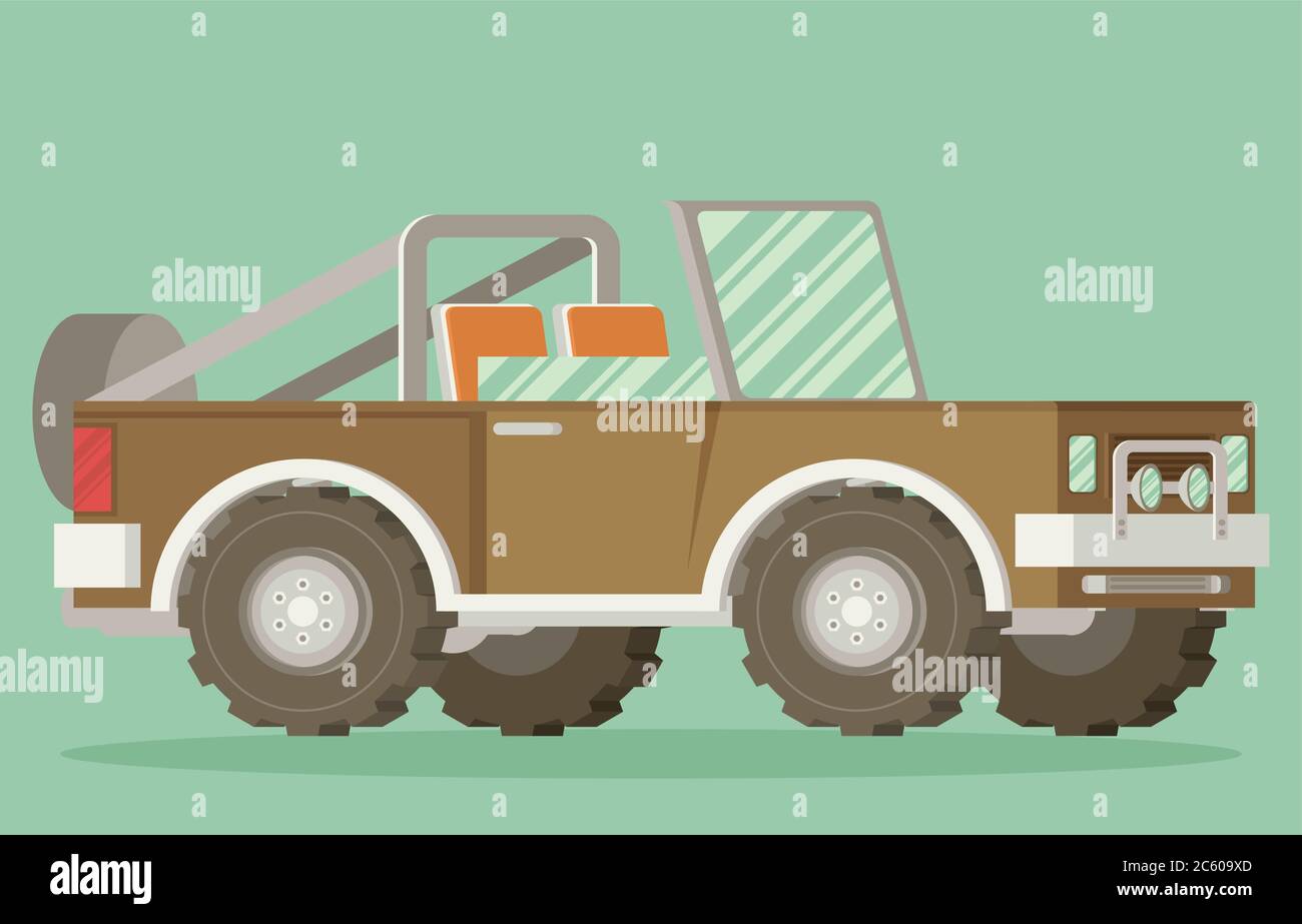 Off road car isolated on color background. Flat vector illustration ...