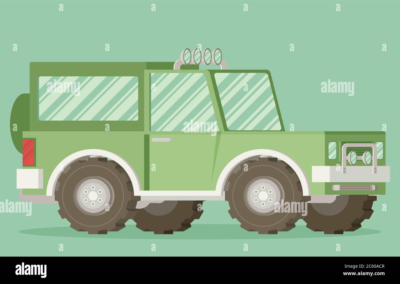 Off road car isolated on color background. Flat vector illustration ...