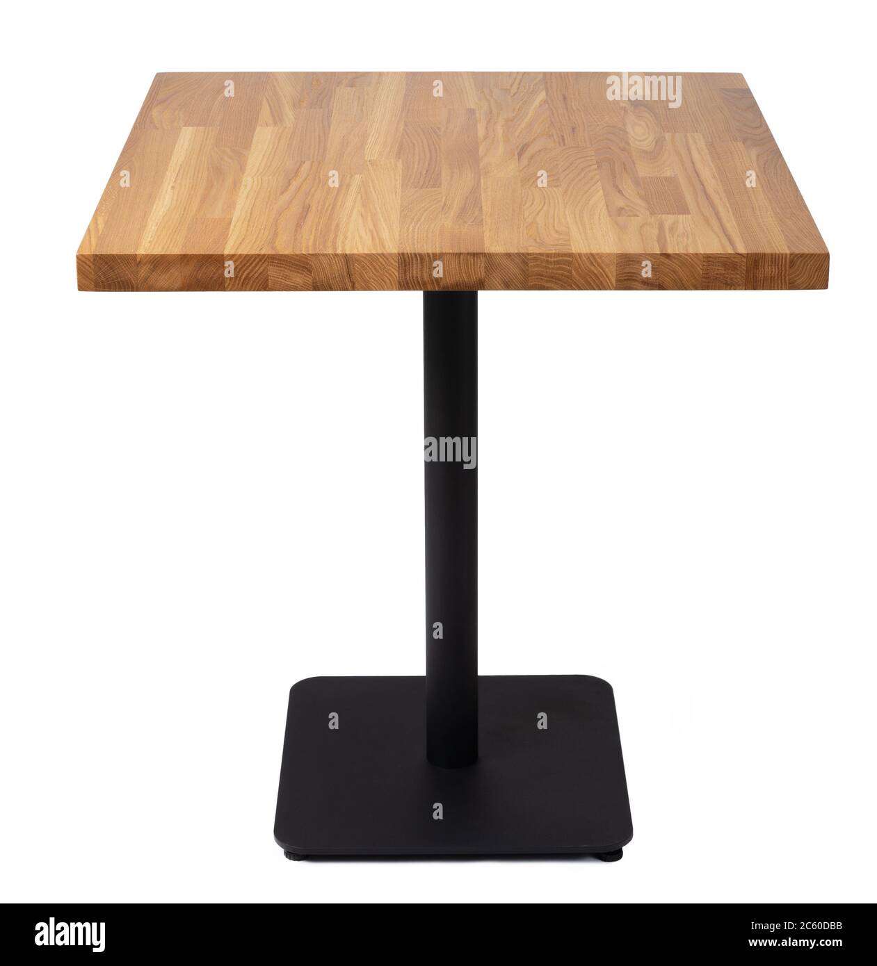 Wooden table with rectangle tabletop isolated on white Stock Photo - Alamy