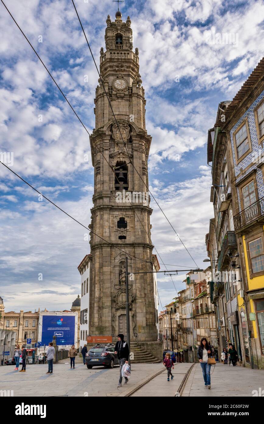 Clerigos Church Baroque Bell Tower, a Famous City Landmark, in Porto,  Portugal Stock Photo - Alamy