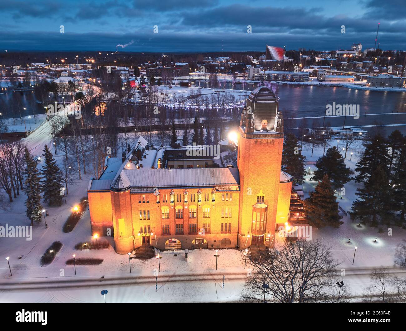 Joensuu, Finland - November 24, 2018: Aerial view of Joensuu City Hall Stock Photo