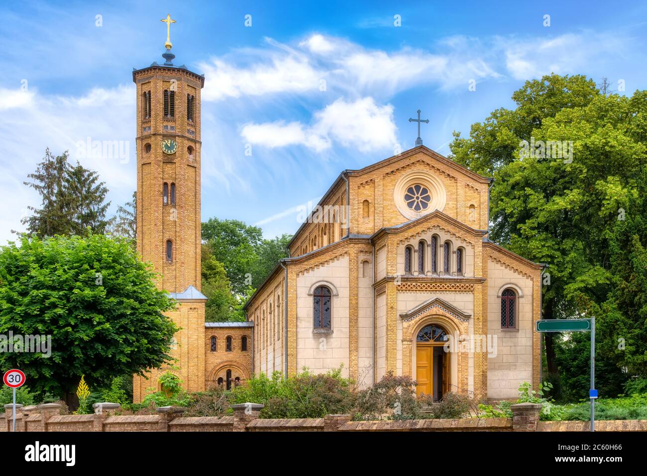 The historical village church in Caputh-Schwielowsee in Brandenburg an der Havel, Germany Stock Photo