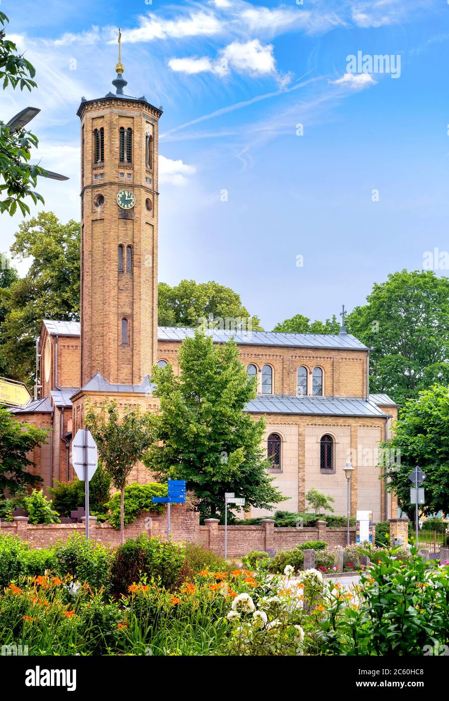 The historical village church in Caputh-Schwielowsee in Brandenburg an der Havel, Germany Stock Photo