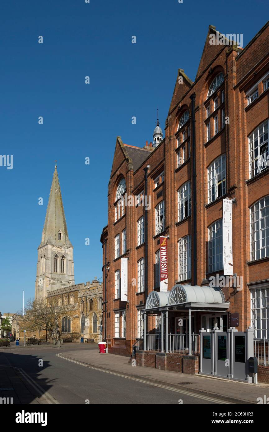 High street shops on an empty high street during the Coronavirus pandemic Market Harborough, Leicestershire, England, 2020. Stock Photo