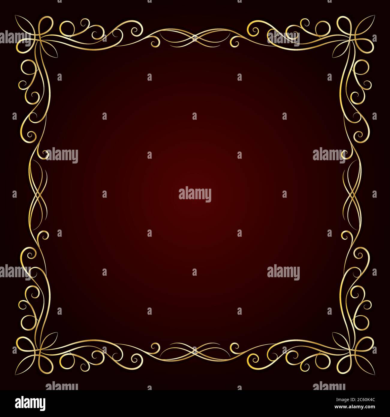 Vintage gold frame on dark background. Vector illustration. Stock Vector