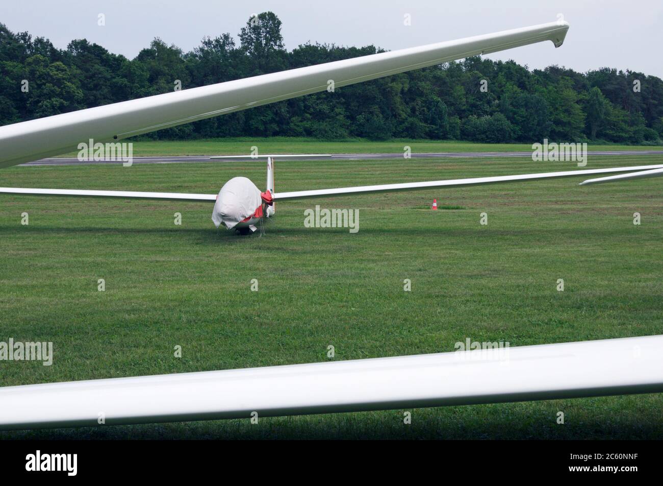 glider planes on airfield grass Stock Photo