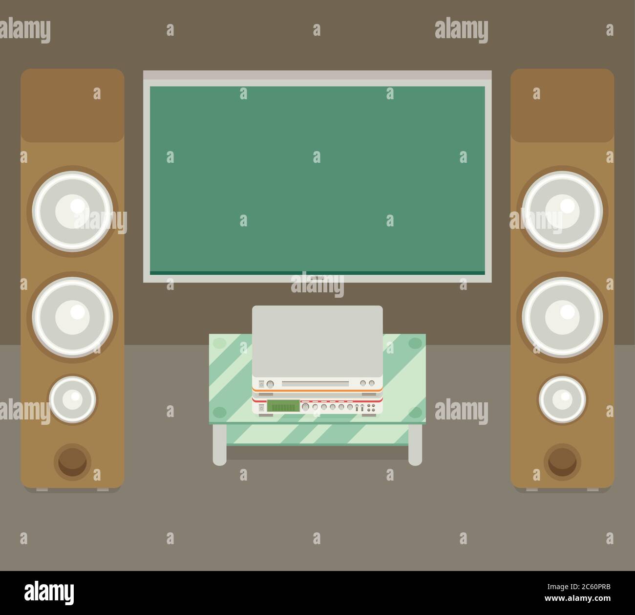 Home cinema. Vector illustration. Flat style. Stock Vector