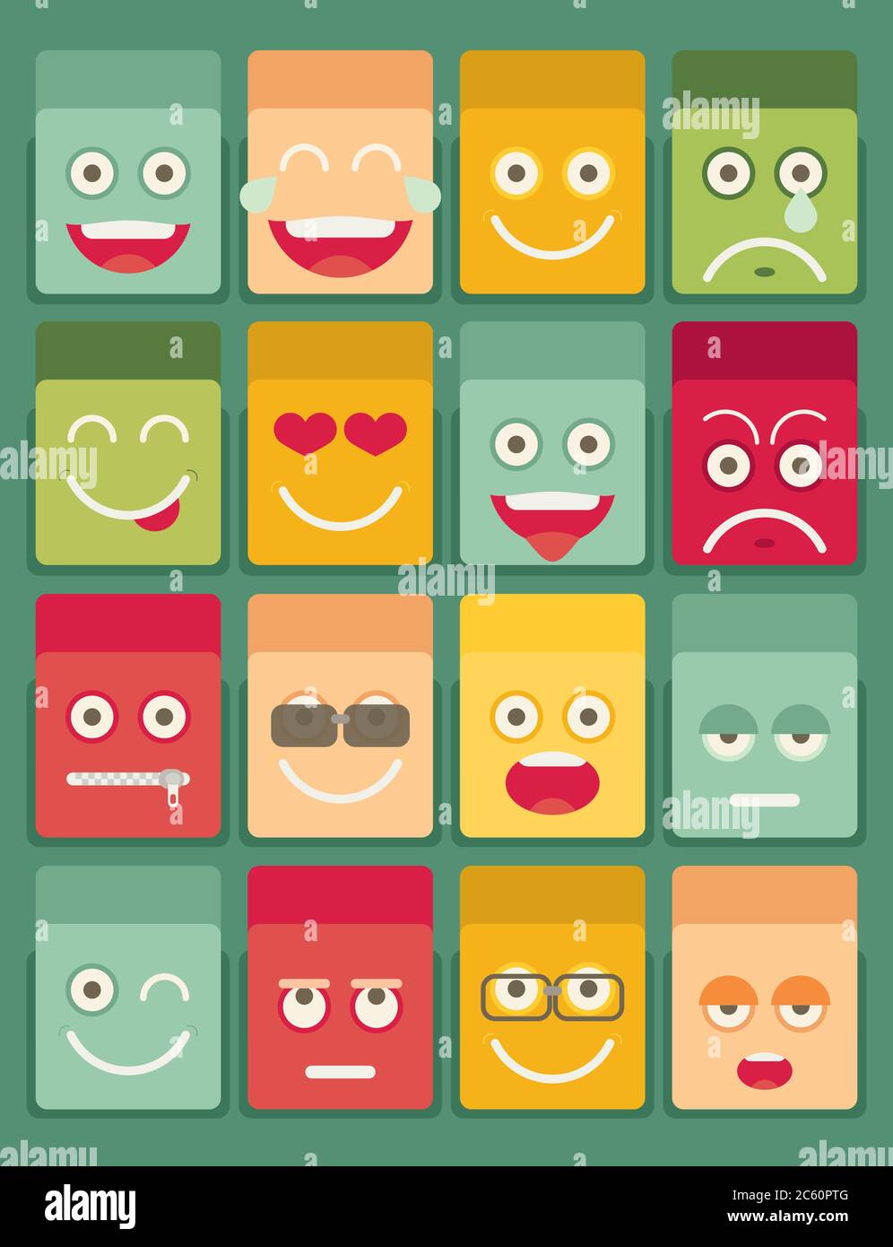 set-of-emoticons-set-of-emoji-flat-style-illustrations-stock-vector-image-art-alamy