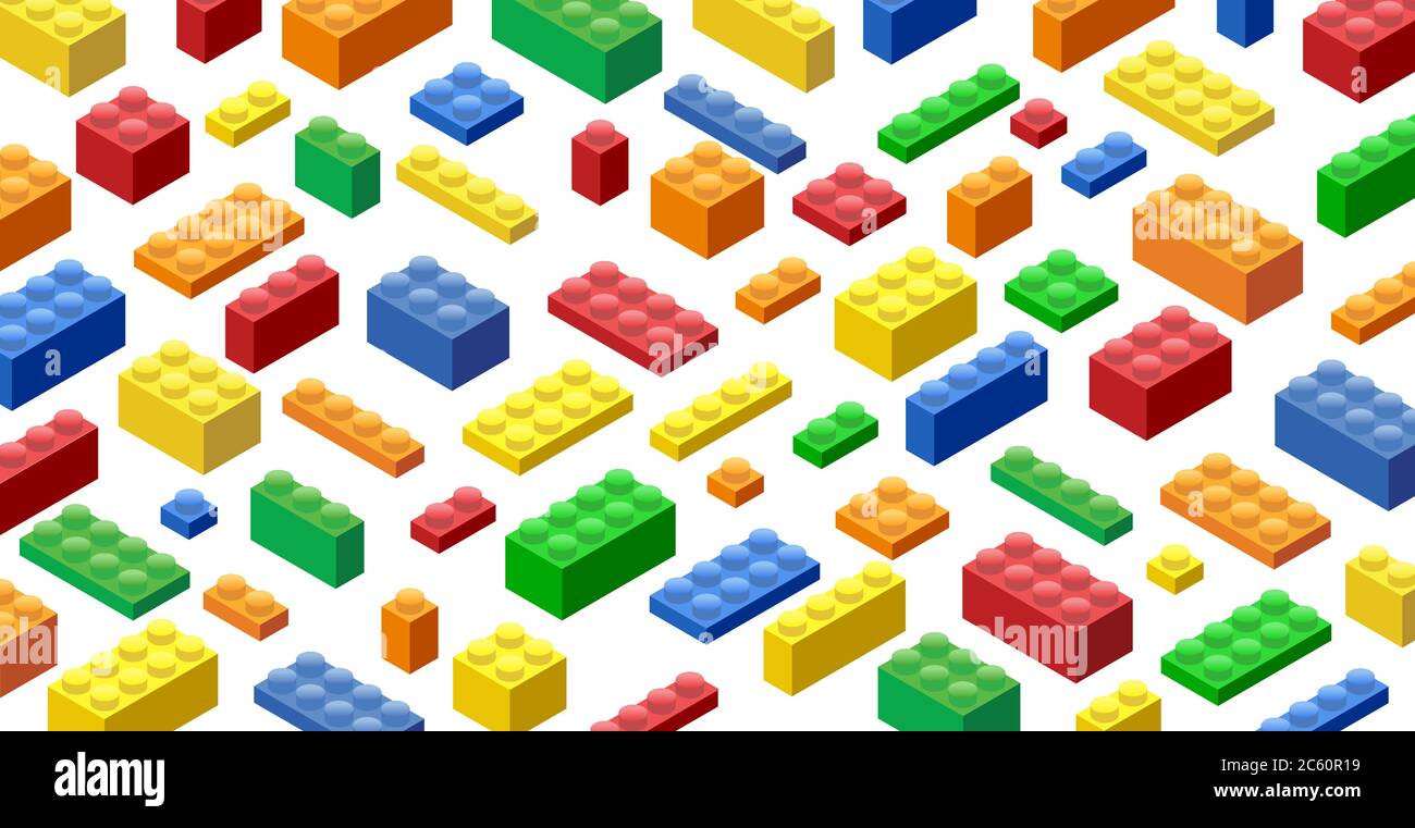Isometric Plastic Building Blocks and Tiles Stock Vector
