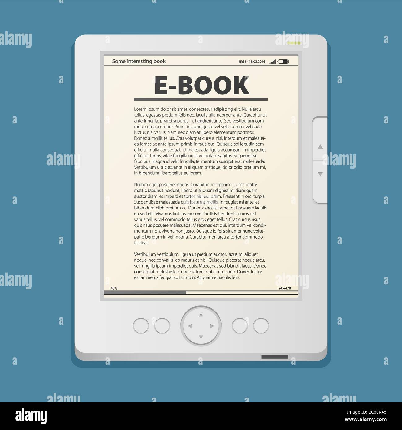 Electronic book, flat design concept. Eps 10 vector illustration Stock